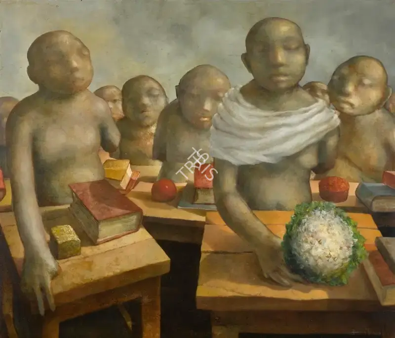 Bikash Bhattacharjee (Artist), Untitled (School Children), 1976, Painting