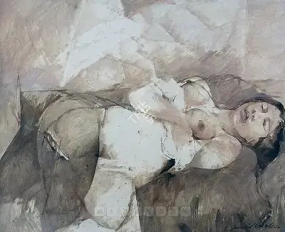 Jamil Naqsh (Artist), Nude, Painting