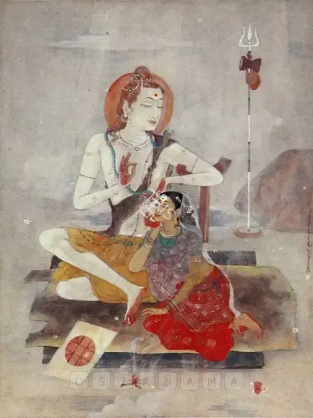 Ajoy Kumar Ghose (Artist), Barsa Fal Kathan (Shiva And Parvati), 2001, Painting