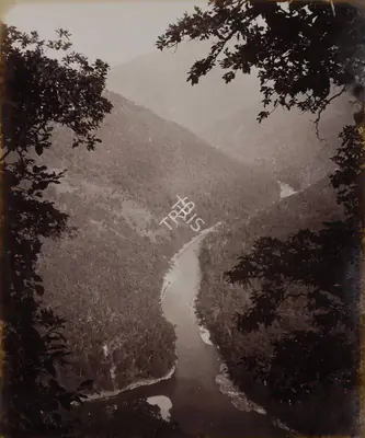 Samuel Bourne (Photographer), Junction of the Teesta & Ranjeet Rivers from above. Darjiling (Darjeeling), 1865, Antiquarian Photograph