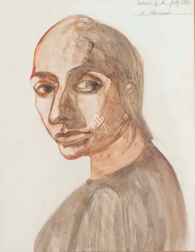 Nalini Malani (Artist), Portrait of N (Nasreen), 1986, Painting