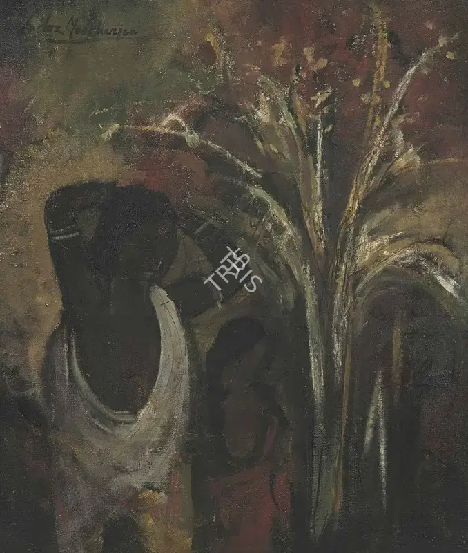 Sailoz Mookherjea (Artist), Untitled (Mother and Child), 1955, Painting