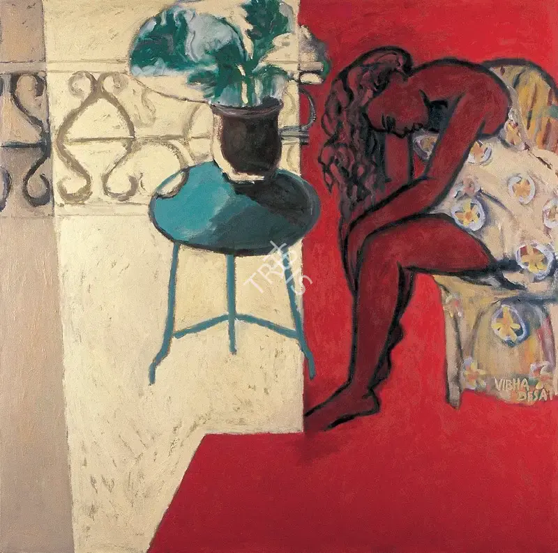 Vibha Desai (Artist), Woman in Red Shadow, 2002, Painting