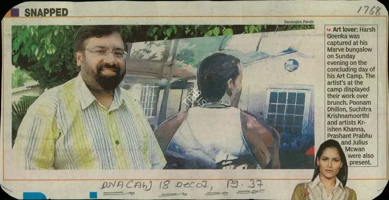 Devendra Parab (Photographer), Art Lover, 2007, Newspaper Clipping