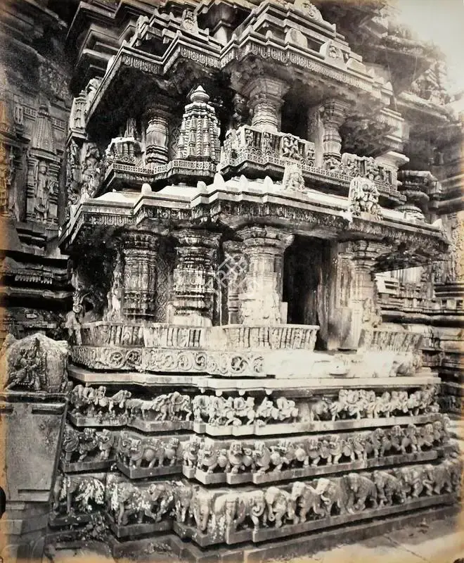 Edmund David Lyon (Photographer), Bailoor Temple. (Carvings on the West Side), Antiquarian Photograph