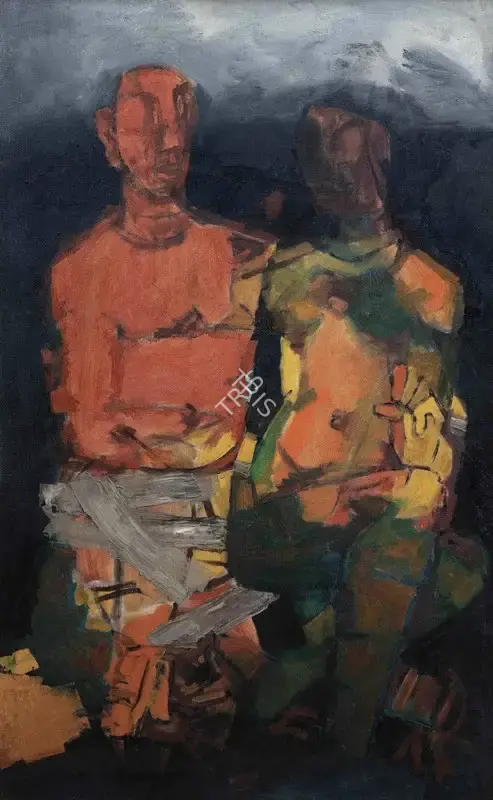 M.F. Husain (Artist), Eternal Lovers, 1968, Painting