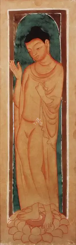 Nandalal Bose (Artist), Standing Buddha, 1925, Painting