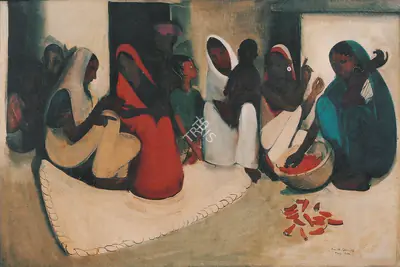 Amrita Sher-Gil (Artist), Village Scene, 1938, Painting