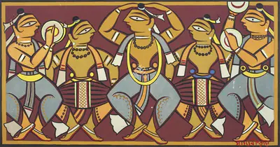 Jamini Roy (Artist), Untitled (Dancers), 1915, Painting