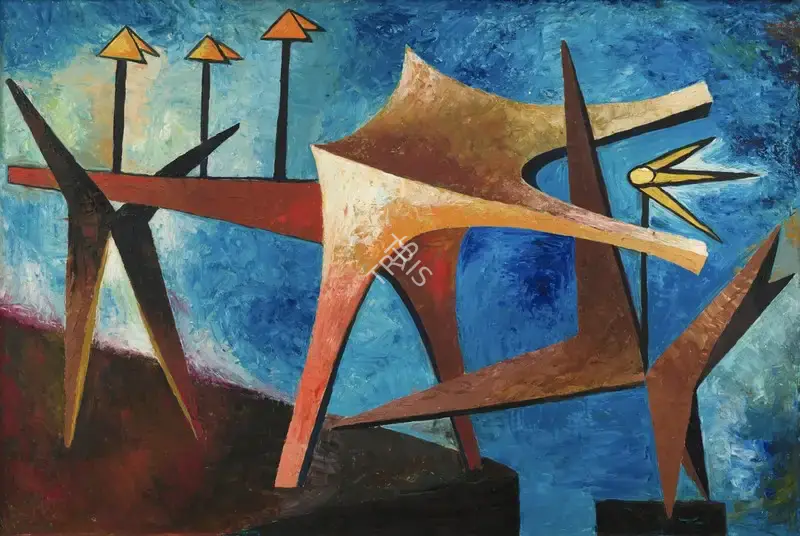 Bakre, S.K. (Artist). Untitled, c.1950s | Painting, Sa.Onl/27.06.24, 2024 · Saffronart