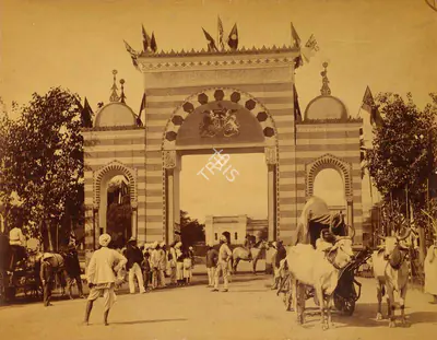 Lala Deen Dayal (Photographer), Railway Station Arch, 1889, Antiquarian Photograph