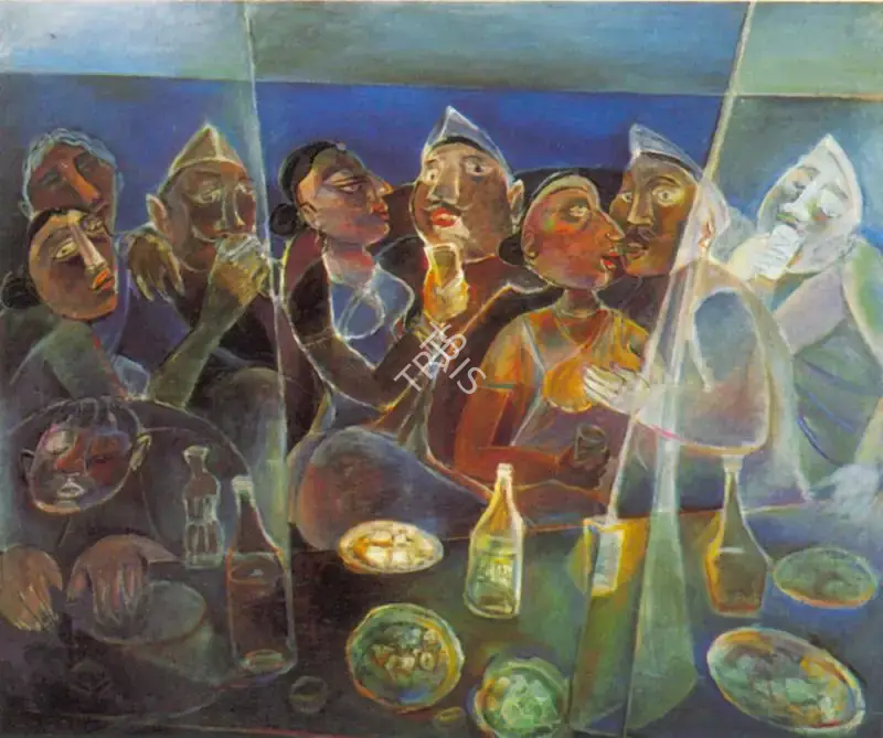 Sen, Paritosh (Artist). The Party, 1989 | Painting, So.Lon/08.05.97, 1989