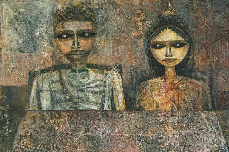 Ganesh&nbsp;Pyne (Artist), King & Queen, 1970, Painting