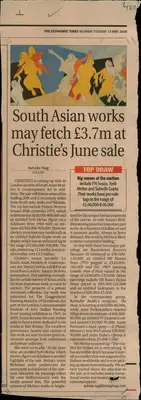 Ashoke Nag (Reporter), South Asian Works May Fetch £37m at Christie's June Sale, 2008, Newspaper Clipping