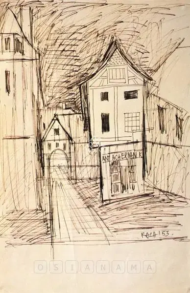 S.H. Raza (Artist), Untitled, 1953, Drawing