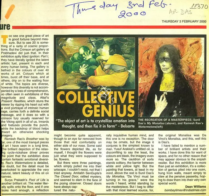 Dean Williams (Writer), Collective Genius, 2000, Newspaper clipping