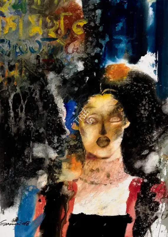 Samir Mondal (Artist), Untitled (Woman), 1998, Painting