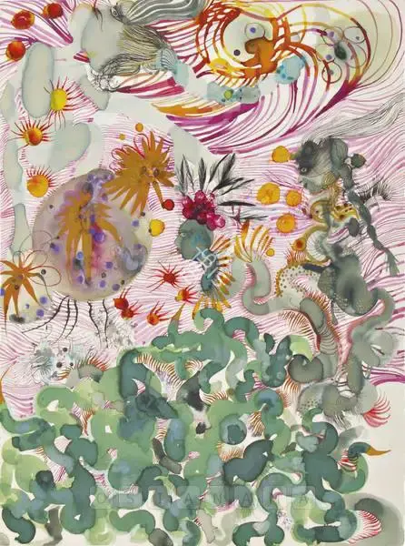 Rina Banerjee (Artist), Heredity Lingered In Her Minds Eye With Blind Spots And Green Entrails As In-Laws And Enemies Made Way, 2007, Painting