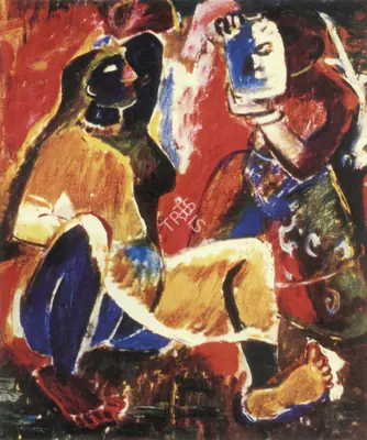 Husain, M. F. (Artist). Mirror. Oil on canvas, 1949 | Maqbool Fida Husain, 2008 | Painting | FineArts | 00495165