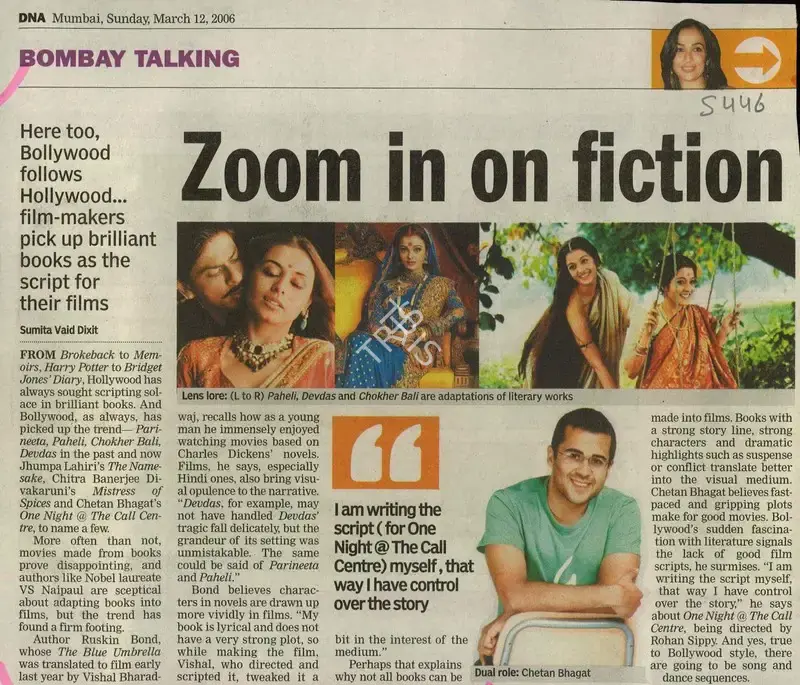 Sumita Vaid Dixit (Reporter), Zoom in on fiction, 2006, Newspaper Clipping