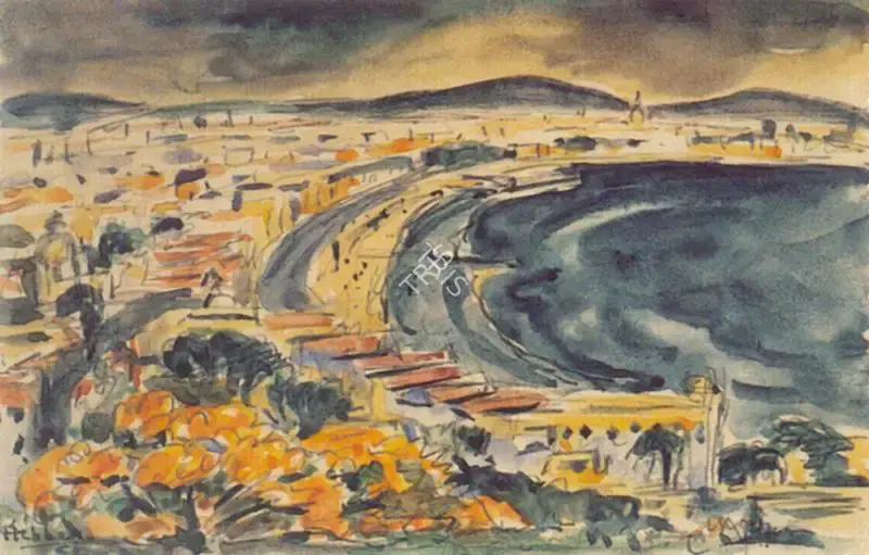 K.K. Hebbar (Artist), Marine Drive Bombay, 1952, Painting