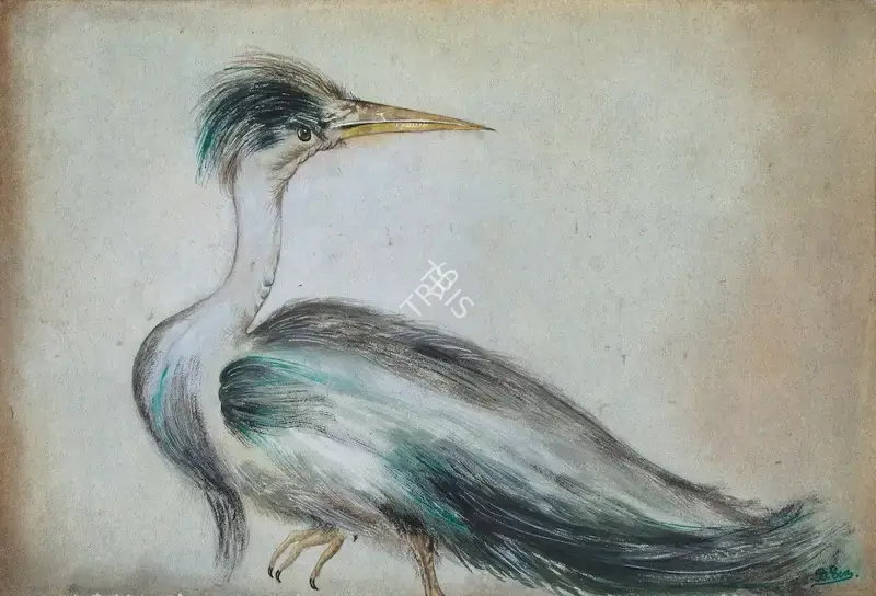 Sen, Bireshwar (Artist). The Bird, 1967 | Painting, Os.Mum/02.12.14, 2014 · Osian's