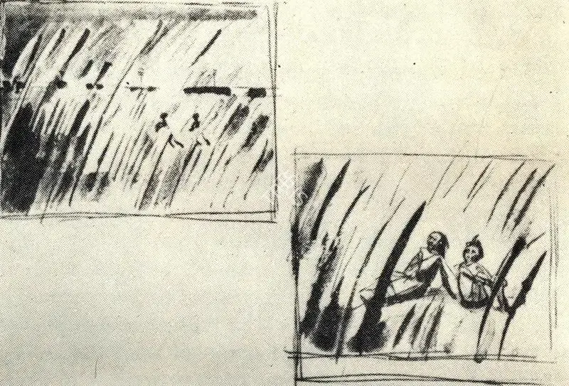 Satyajit Ray (Artist), From the Series of Wash Drawing by Ray serving as Screenplay for Pather Panchali, 1995, Drawing