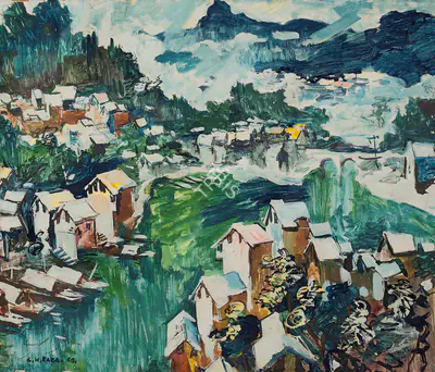 S.H. Raza (Artist), Untitled, 1949, Painting