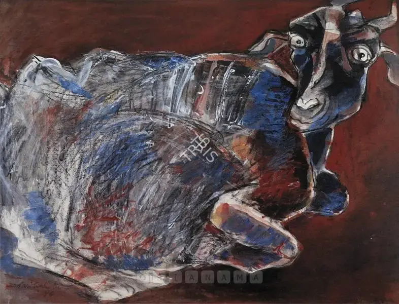 Paritosh Sen (Artist), The Goat, 1990, Painting