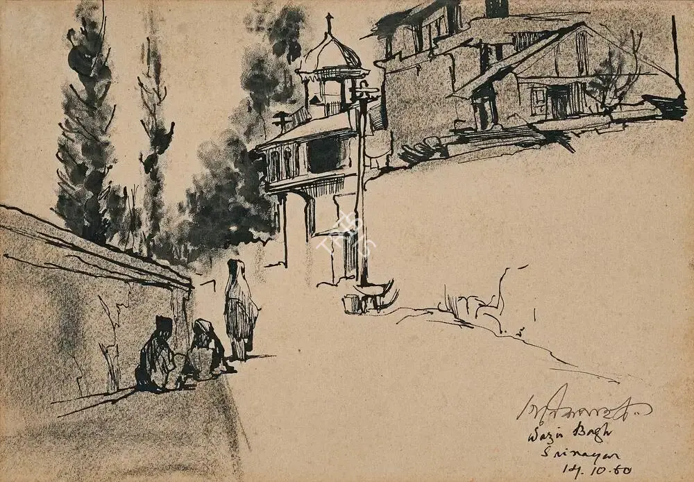 Ganesh Pyne (Artist), Wazir Bagh, 1960, Painting
