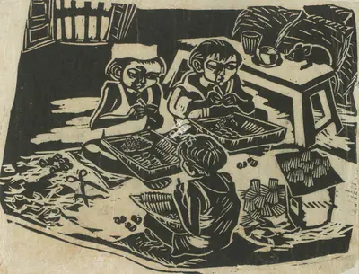 Chittaprosad (Artist), Child Labour- The Bidi Workers, 1952, Graphic Art