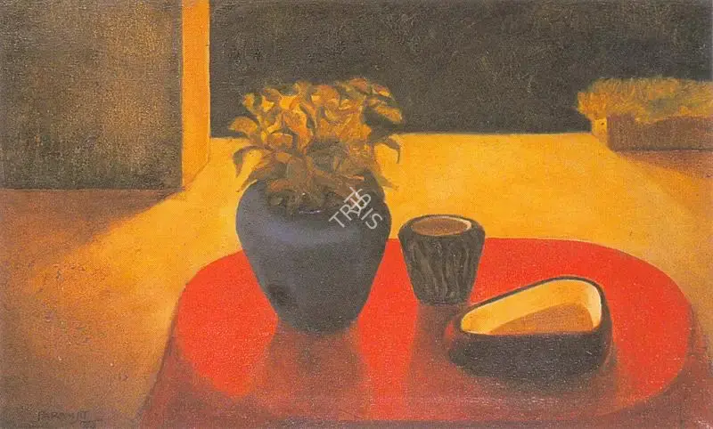 Paramjit Singh (Artist), Still Life with Red Table, 1966, Painting
