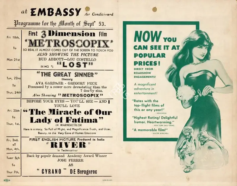 Jean Renoir (Producer), The River, 1951, Handbill