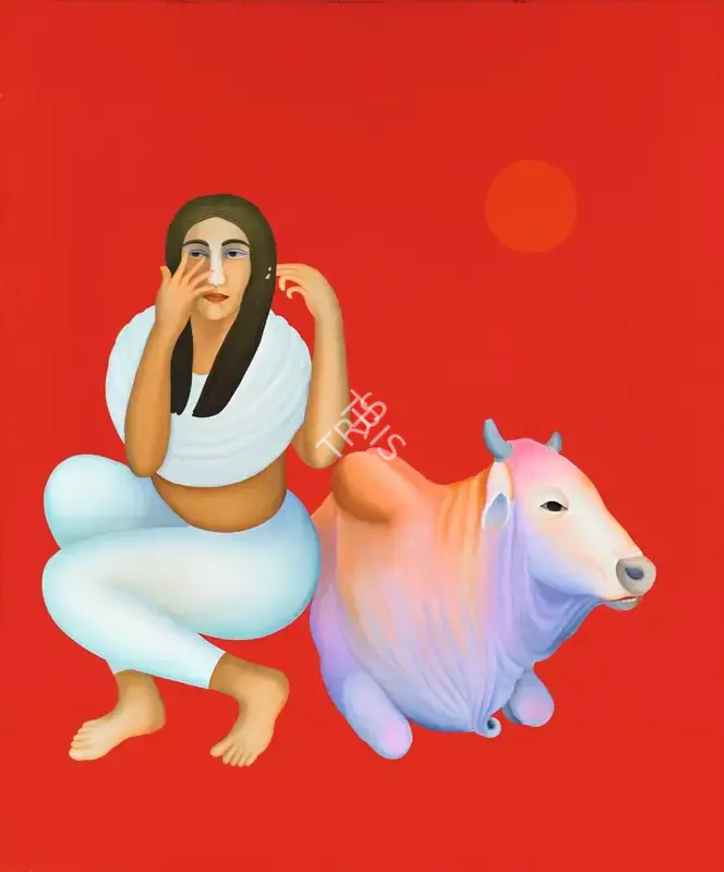 Bawa, Manjit (Artist). Untitled (Figure with Bull), 1997 | Painting, 2017 · Sotheby's