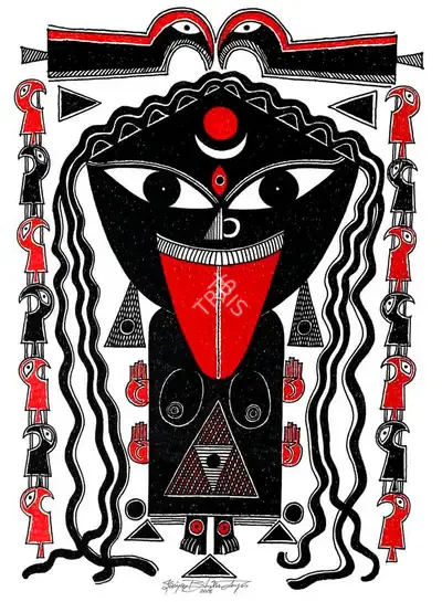 Sanjay Bhattacharya (Artist), Kali / Durga, 2018, Painting