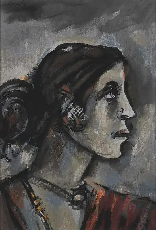 K. Laxma Goud (Artist), Lady, 1976, Painting