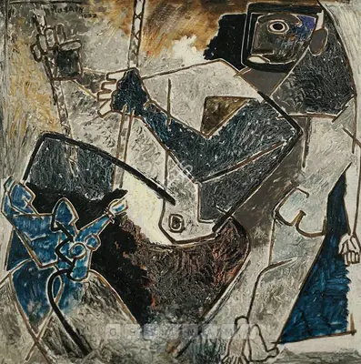 M.F. Husain (Artist), The Pull, 1952, Painting