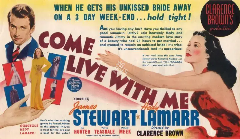 Clarence Brown (Director), Come Live With Me, 1941, Handbill