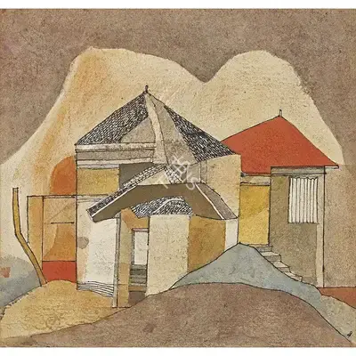 Badri Narayan (Artist), Houses, 1998, Painting