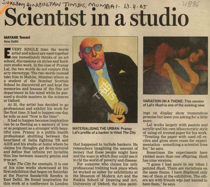 Mayank Tewari (Reporter), Scientist in a Studio, 2005, Newspaper Clipping