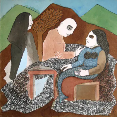 Badri Narayan (Artist), Freeing The Mermaid From The Net, 1997, Painting