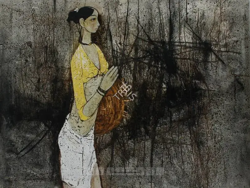 B. Prabha (Artist), Untitled (Woman), 1963, Painting