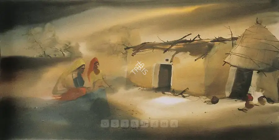Paresh Maity (Artist), Villagescape, 1996, Painting