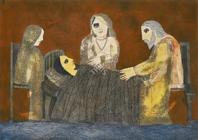 Badri Narayan (Artist), The Coverlet, 1992, Painting