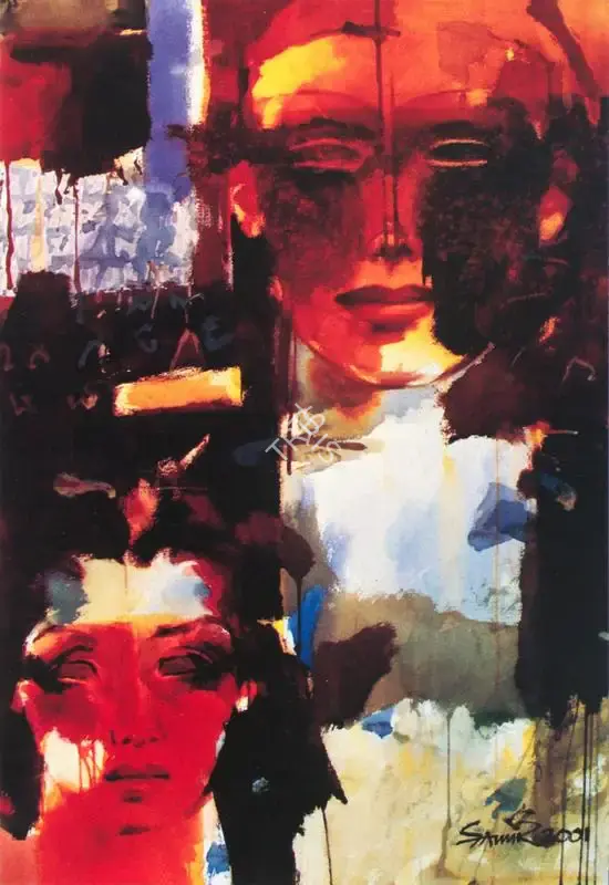 Samir Mondal (Artist), The Man & the Maiden, Painting