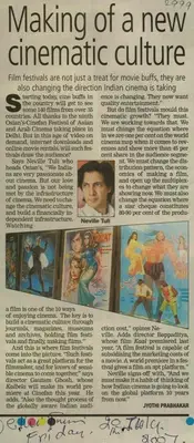 Jyothi Prabhakar (Reporter), Making of a New Cinematic Culture, 2007, Newspaper Clipping