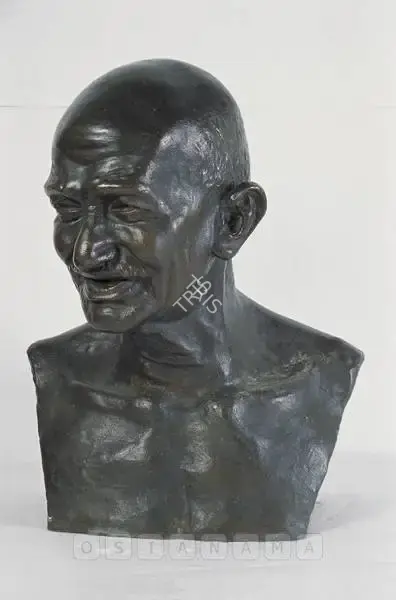 Roy Chowdhury, D.P. (Artist). Bust Of Gandhiji, 1950 | Sculpture, Os.Mum/09.02.05, 2005 · Osian's