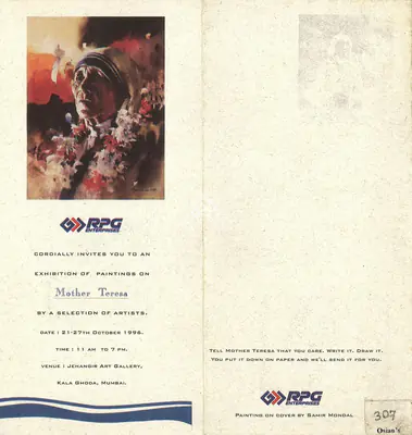 RPG Interprises (Organiser), An Exhibition of Paintings on Mother Teresa by a Selection of Artists, 1996, Group Exhibition Invitation