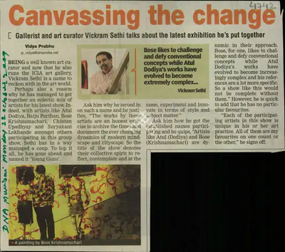 Vidya Prabhu (Reporter), Canvassing the Change, 2007, Newspaper Clipping