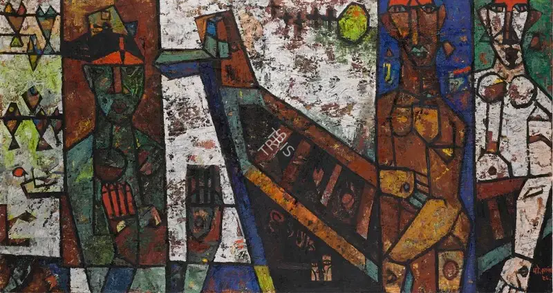 Mohan Samant (Artist), Untitled (Fishermen), 1946, Painting